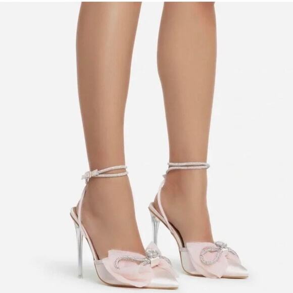 EGO Pink Chriselle Satin Bow Heels Sz 8 NIB - Picture 11 of 13